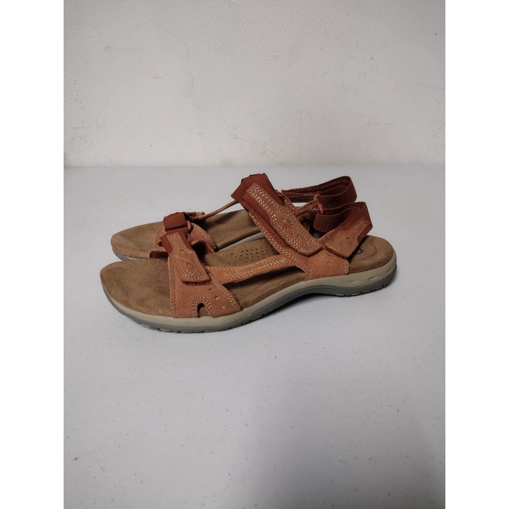 Earth Origins Barkley Women 10M Cinnamon Leather Sport Sandals Hook Loop Straps‎